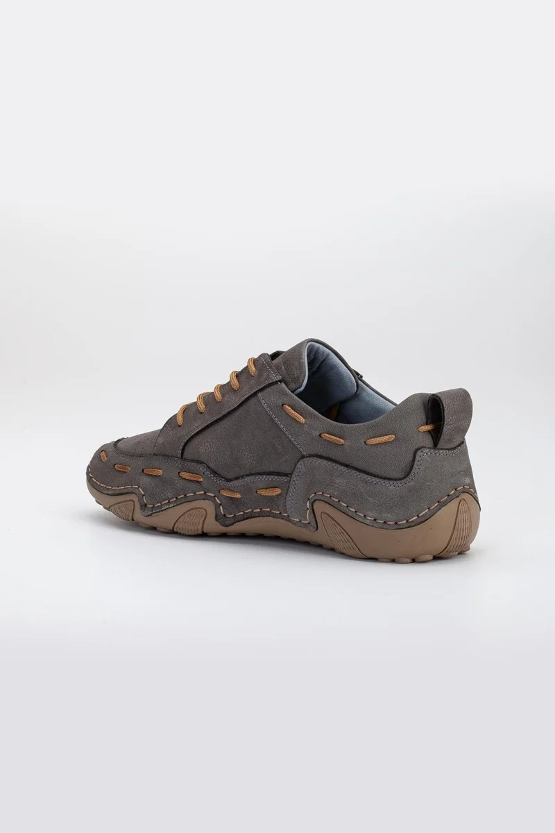 Dilimler Ayakkabı Slices Shoes Nubuck Leather Tied Gray Men's Casual Shoes