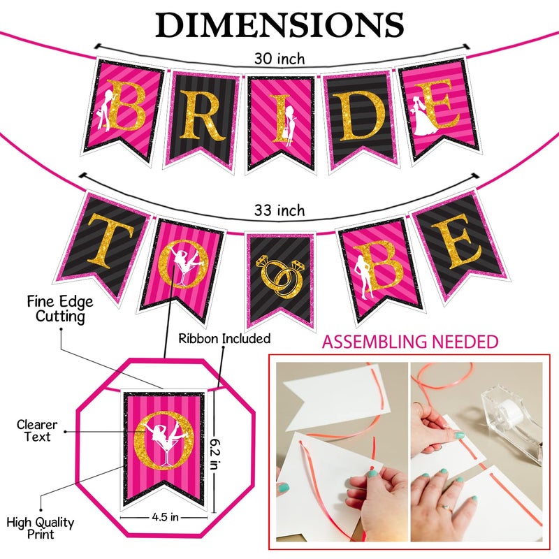 Zyozique® Bridal Shower & Bachelorette Party Decorations Items | Bridal Shower Decorations set - Bride To Be Banner with Sash & Gold Foil Curtains (Pack Of 4) - Image 3