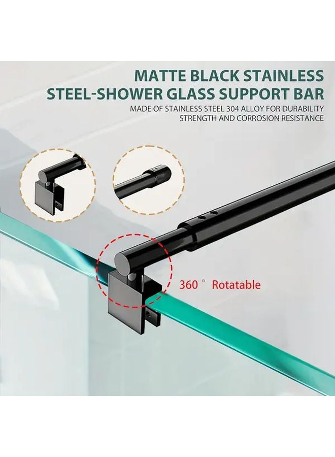 Black Shower Glass Support Bar 27 6in To 47 2in Telescopic For Frameless Panel - Image 4