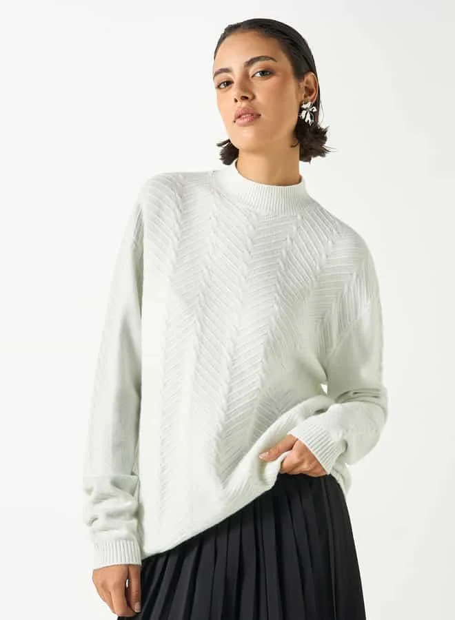 2Xtremz 2Xtremz Textured High Neck Sweater with Long Sleeves