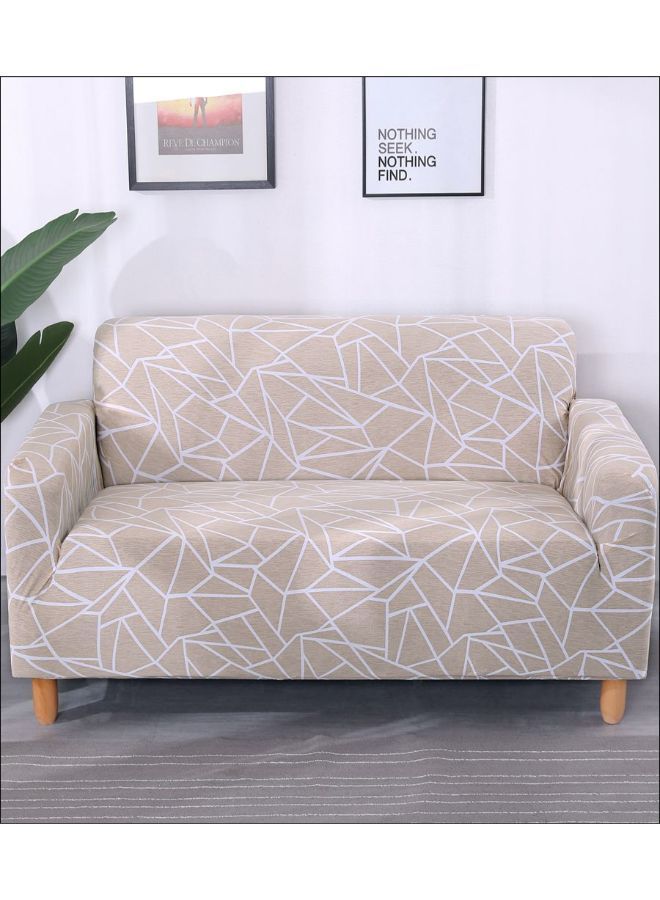 NIBEMINENT Geometric Print Sofa Slipcover Beige/White 140-185centimeter
