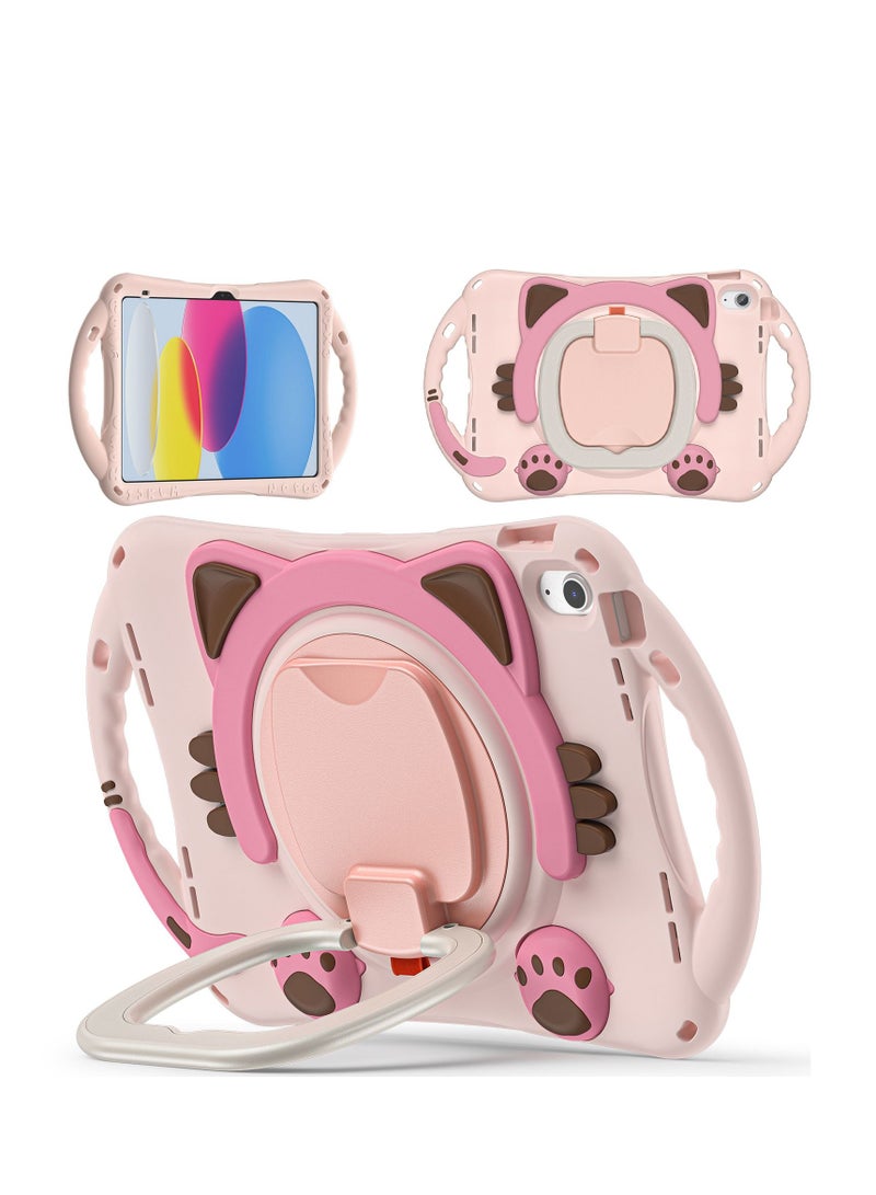 GULFLINK Cute Cat Kids Case with 360° Rotating Handle for ipad 10th 10.9 inch 2022（A2757/A2777）Pink - Image 1