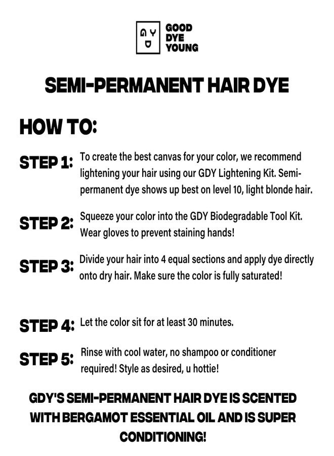 Good Dye Young Semi Permanent Hair Dye (Rock Lobster Red) - Conditioning Red Hair Dye - PPD free & Vegan - Lasts 15-24+ Washes for Streaks and Strands - Image 5