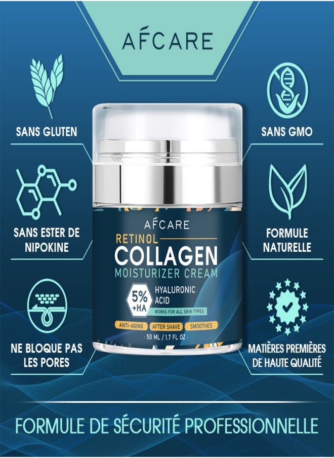 AFCARE Mens Face Moisturizer Cream，Face Collagen Cream with Hyaluronic Acid Day and Night Nourishing and Moisturizing for Man (50ml)  - Image 4