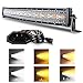 ASLONG 32 Inch 180W Curved LED Light Bar WhiteAmber Flasing Strobe with Six Modes Spot Flood Combo Offroad Driving Light 1pcs Wiring Harness Switch for Pickup Offroad Truck 4WD SUV ATV UTV - Image 2
