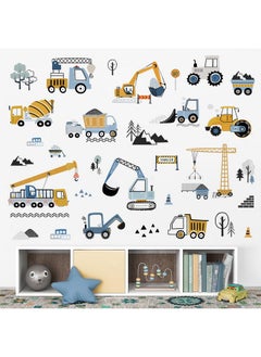 decalmile decalmile Construction Vehicles Wall Stickers Trucks Tractor Excavator Crane Wall Decals Nursery Boys Bedroom Playroom Wall Decor  - Image 1