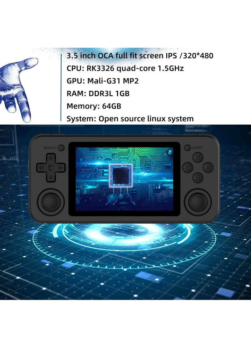 ANBERNIC  - RG351P Handheld Game Console, Opening Linux Tony System Built-in 128G TF Card 5000 Classic Games 3.5-inch IPS Screen Retro Game Console (Black) - Image 1