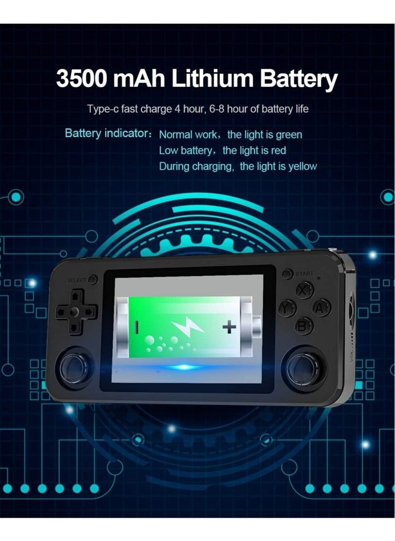 ANBERNIC  - RG351P Handheld Game Console, Opening Linux Tony System Built-in 128G TF Card 5000 Classic Games 3.5-inch IPS Screen Retro Game Console (Black) - Image 1
