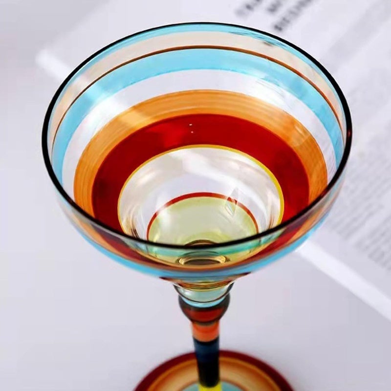 Hand Painted Glassware with Multicolored Designs Mexicans Party Cocktail Glass for Serving Margaritas and Special Drink Margarita Glass with Hand Painted - Image 2