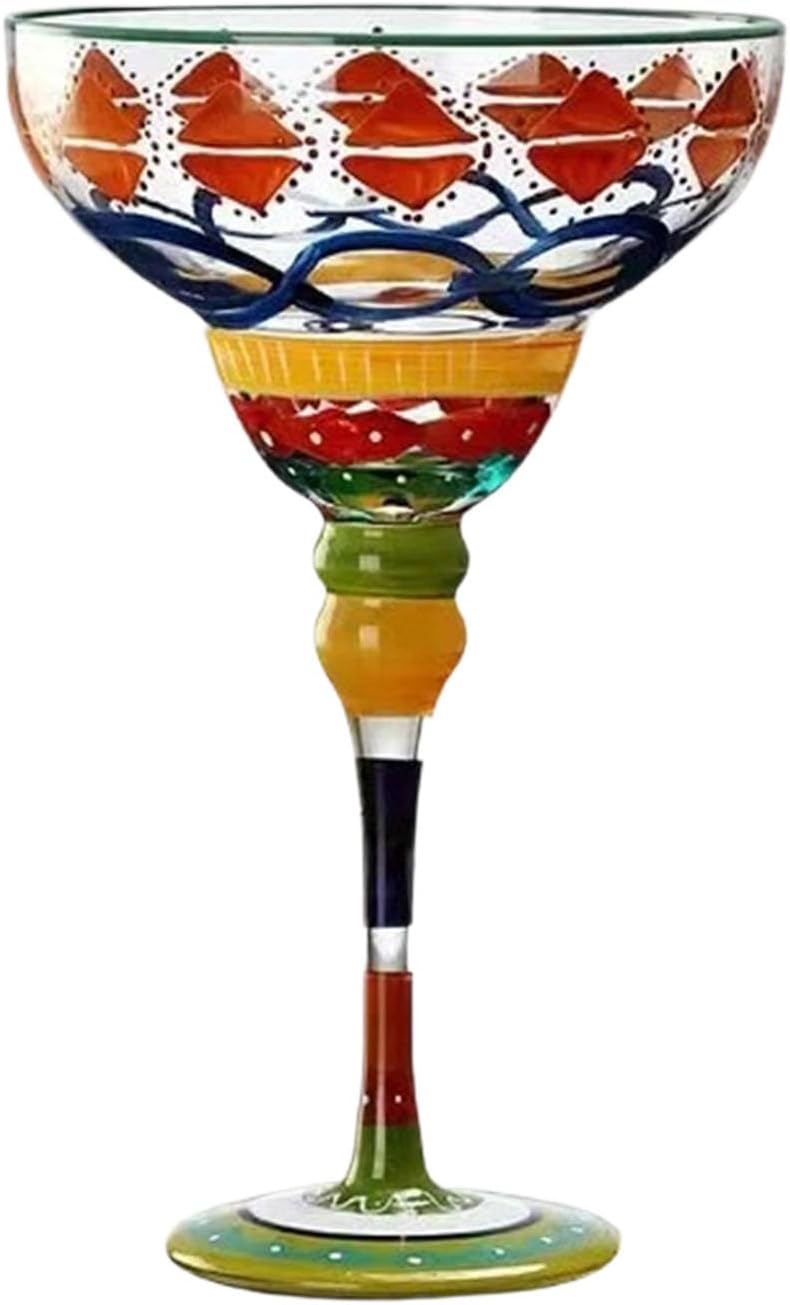 Hand Painted Glassware with Multicolored Designs Mexicans Party Cocktail Glass for Serving Margaritas and Special Drink Margarita Glass with Hand Painted - Image 1