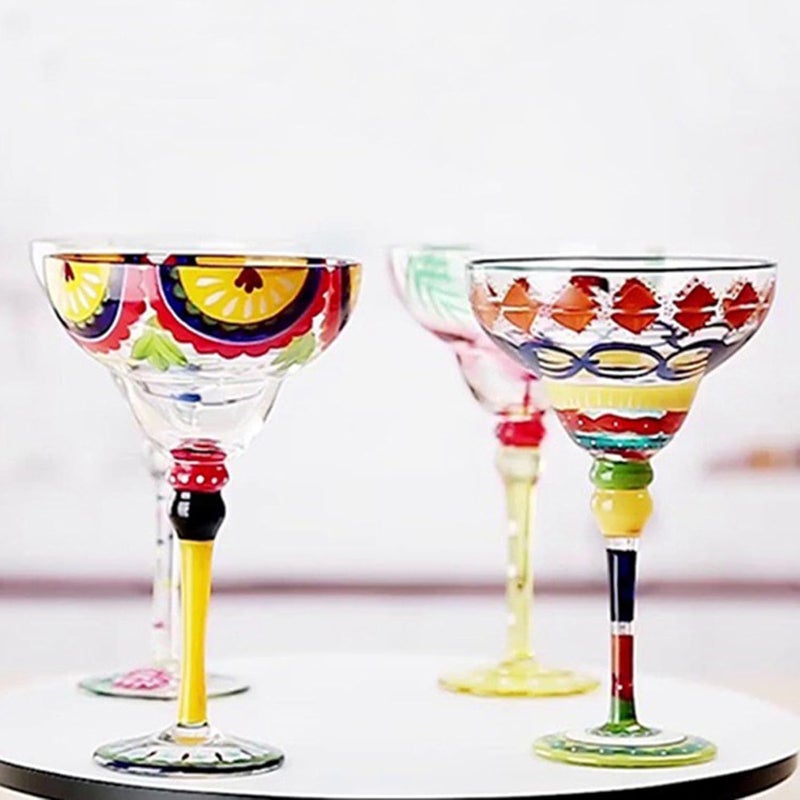Hand Painted Glassware with Multicolored Designs Mexicans Party Cocktail Glass for Serving Margaritas and Special Drink Margarita Glass with Hand Painted - Image 4