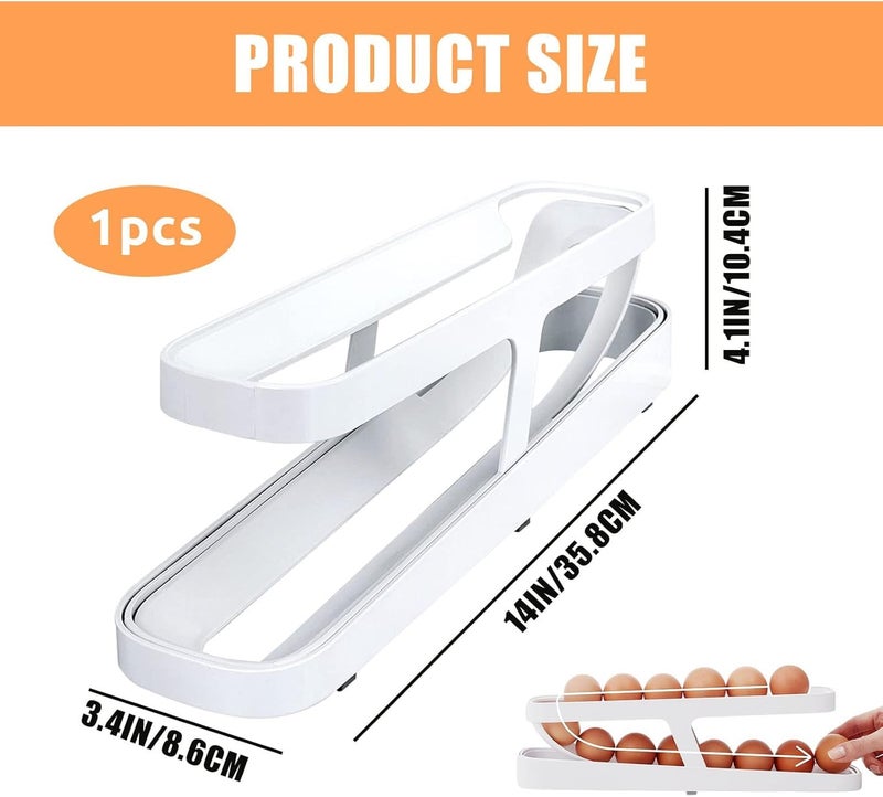 Evona Egg Holder For Refrigerator Automatic Rolling Egg Storage Container with 2 Tier Egg Dispenser Space Saving Egg Tray for Fridge Storage Doublelayer Egg Dispenser Ideal For Fridge And Pantry - Image 2