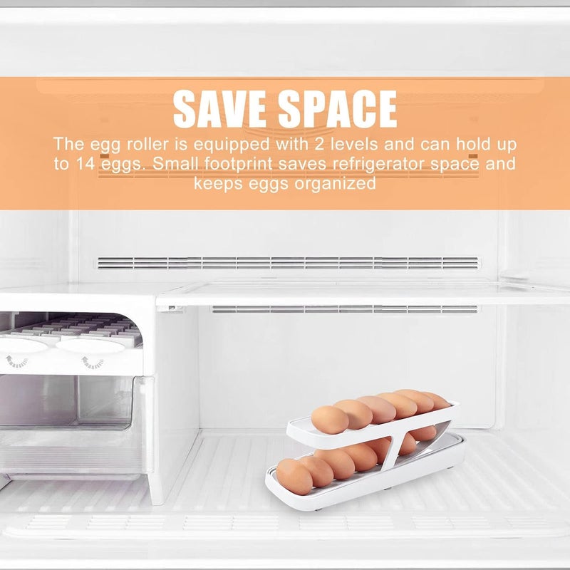 Evona Egg Holder For Refrigerator Automatic Rolling Egg Storage Container with 2 Tier Egg Dispenser Space Saving Egg Tray for Fridge Storage Doublelayer Egg Dispenser Ideal For Fridge And Pantry - Image 5