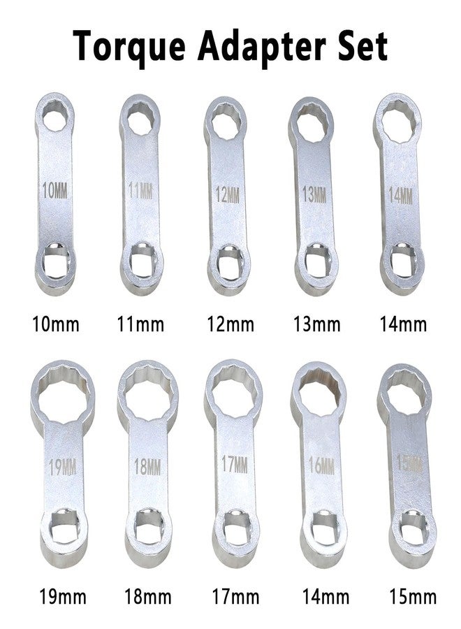 DPTOOL 10 Piece Torque Adapter Set Metric 12 Point Box End Torque Adapter Extension Set 3/8'' Drive Torque Wrench Extension Adapter Set 10mm-19mm for Torquing Bolts or Nuts from Hard-to-reach Areas - Image 2
