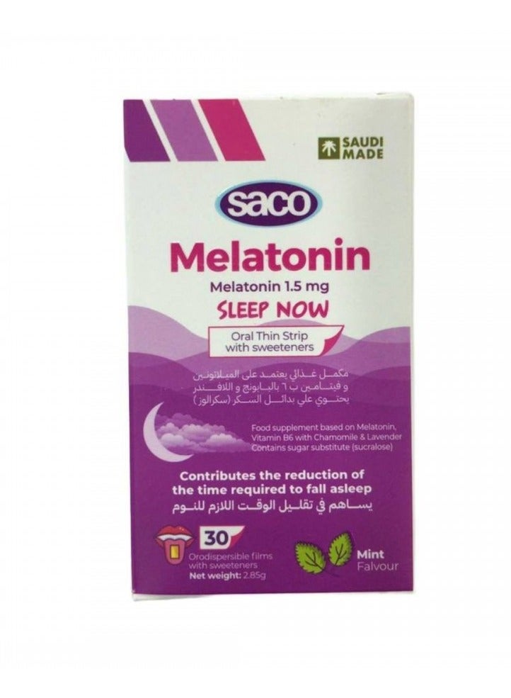 SACO Melatonin 1.5 mg 30 Strips for Sleep Aid