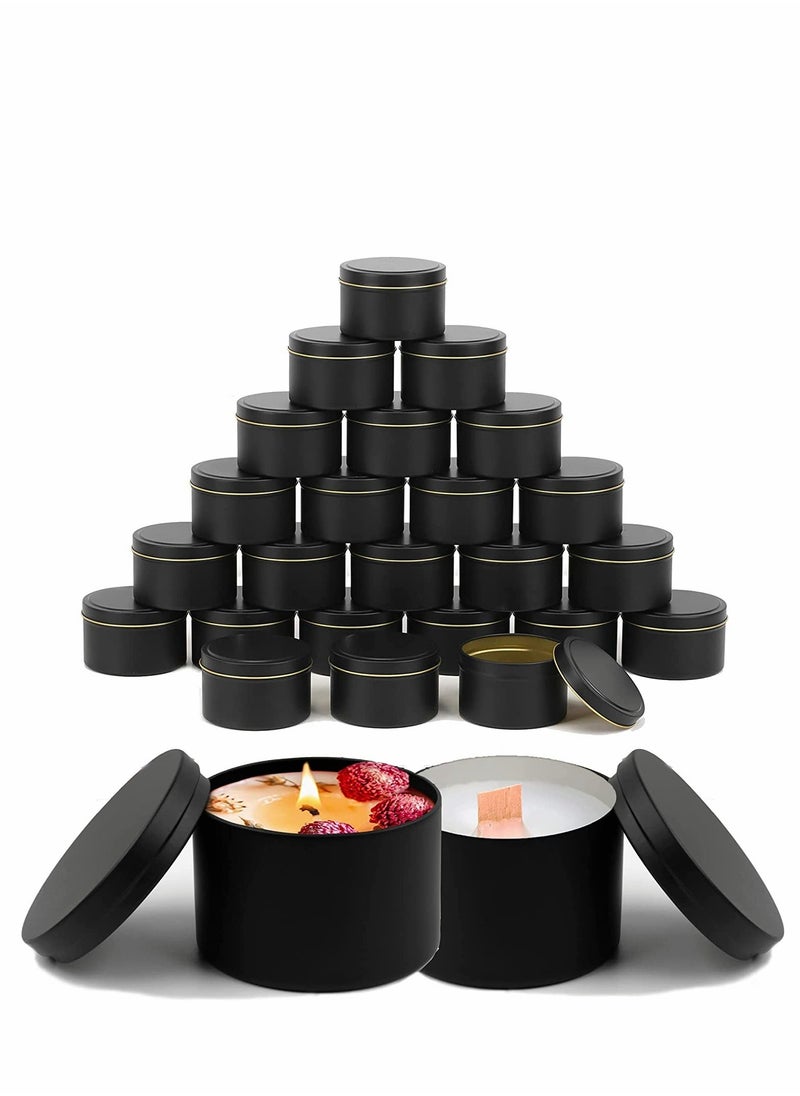 Generic - 24 قطعة علب شمع لصناعة الشموع بالجملة 8 أونصات برطمانات شمع علب معدنية لصنع الشموع - Image 1