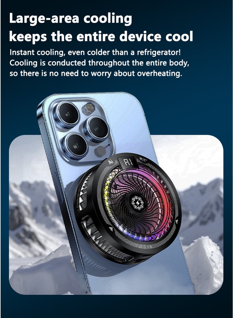 CAYGA Mobile Phone Cooler for Game Fan with AI Smart Temperature Control, 5 Modes & 100-Level Turbo Mode, Live Streaming and Vlog,TEC Chip Semiconductor Cooler with LED Display & RGB Light for iPhone Samsung Gaming - Image 4