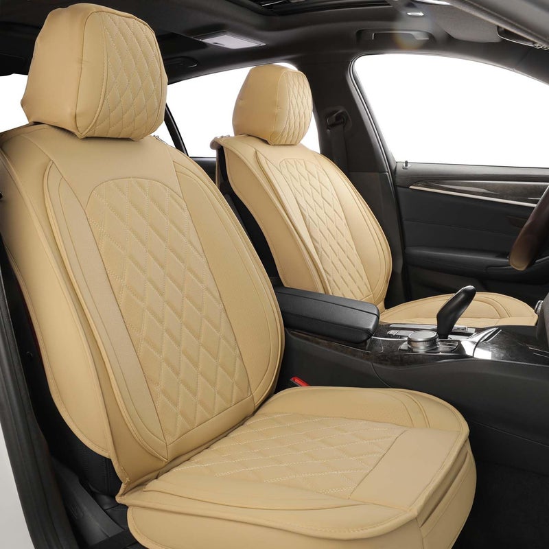 MIROZO Car Seat Covers Full SetWaterproof Seat Cover Automotive Seat Covers Car Seat Protector Universal Vehicle Seat Covers for Most Sedan SUV Pickup Truck Beige