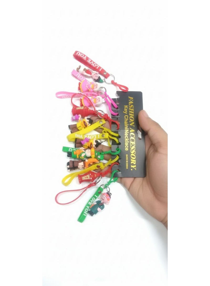 سلاسل مفاتيح برسومات شخصيات كرتونية رمضانية مع ميدالية جلد بتصاميم متنوعة 3 قطع - Image 3