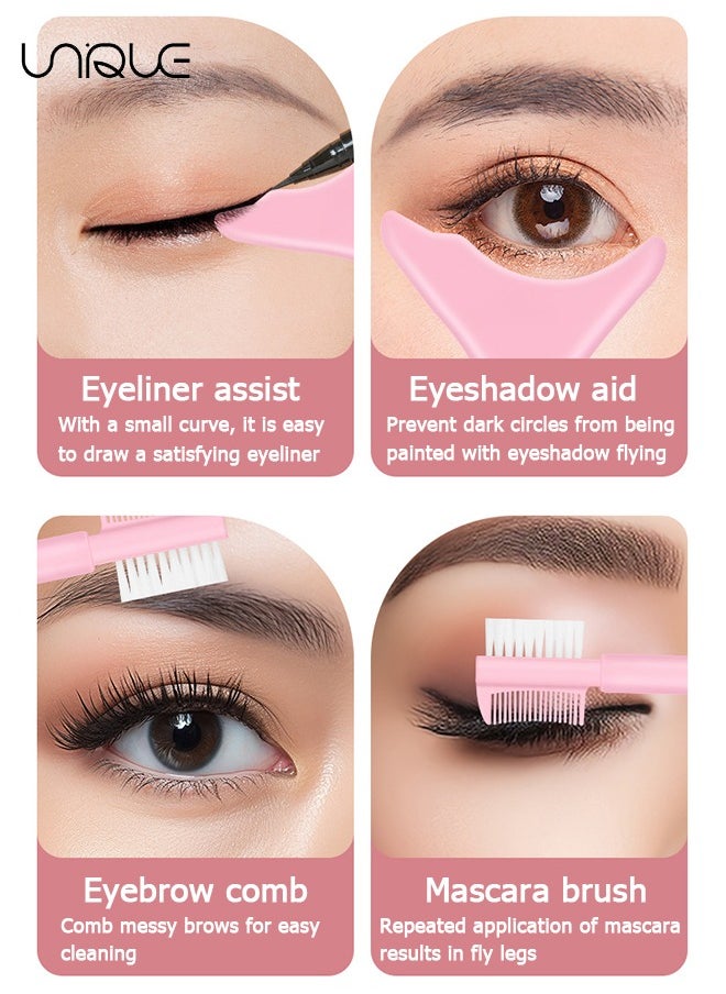 Unique 3Pcs Reusable Silicone Eyeliner Stencils, Mascara Helper, Protection Shield, Eyeliner, Lipstick, Eyeshadow Applicators, Eye Makeup Tool for Women and Beginners  - Image 5
