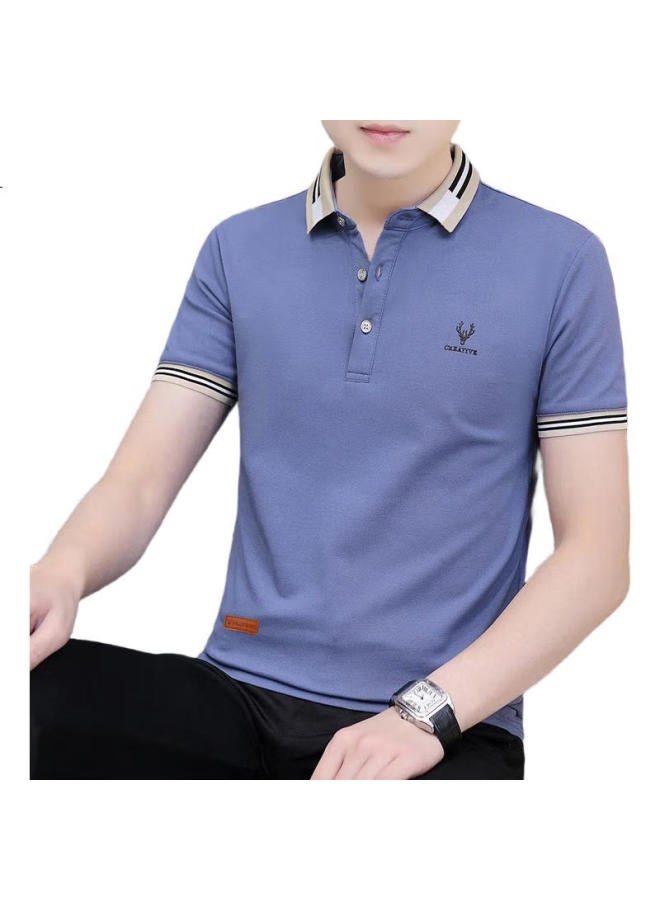 PLAYBOY Men'S Short Sleeve T-Shirt Summer Men'S Polo Undershirt Turn-Down Collar Men'S Casual Business Clothing Bean Green Xl - Image 1