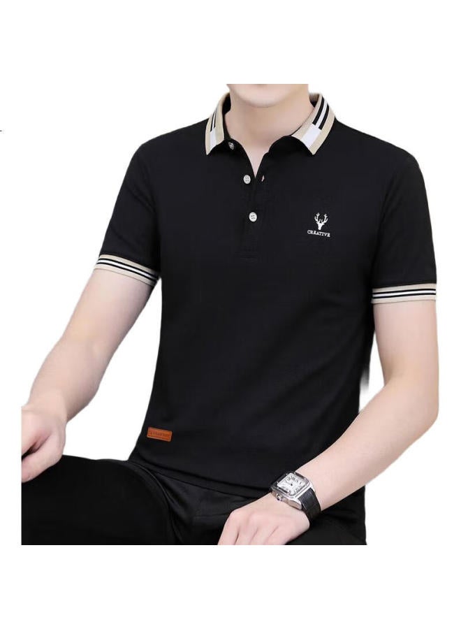 PLAYBOY Men'S Short Sleeve T-Shirt Summer Men'S Polo Undershirt Turn-Down Collar Men'S Casual Business Clothing Bean Green Xl - Image 2