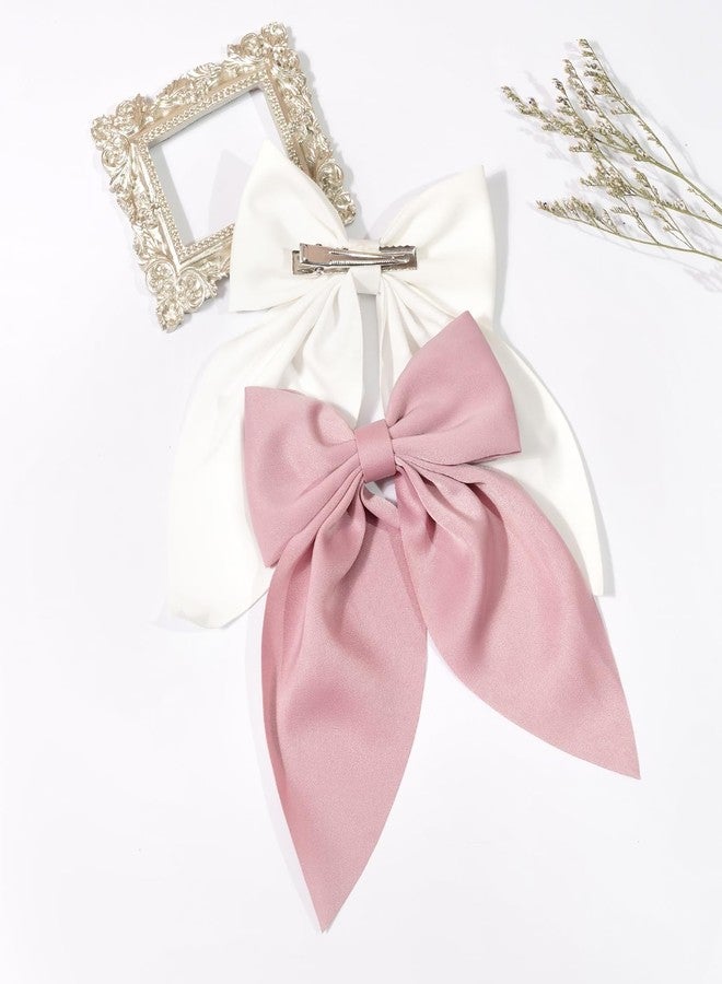 Ayesha 6Pcs Satin Hair Bows for Women Bow Hair Clips Silky Satin Hair Bows for Girls Aesthetic Hair Accessories for Women - Image 4