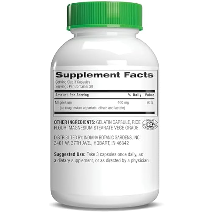 Botanic Choice Triple Magnesium Advantage - Magnesium Aspartate Citrate & Lactate Complex Supplement for Nerve, Digestive, Muscular & Heart Health for Men & Women (90 Capsules) - Image 2