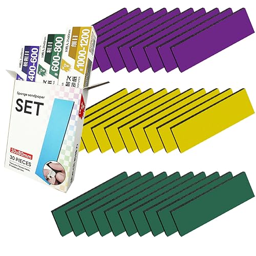 stedi Sanding Sponge for Model Gundam Building, Hobby Model Tools Hand Sanding Block Waterproof Wet Dry Reuse 400 to 1200 Grit Sandpaper, 30 Sheets - Image 1