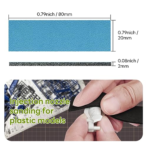 stedi Sanding Sponge for Model Gundam Building, Hobby Model Tools Hand Sanding Block Waterproof Wet Dry Reuse 400 to 1200 Grit Sandpaper, 30 Sheets - Image 4