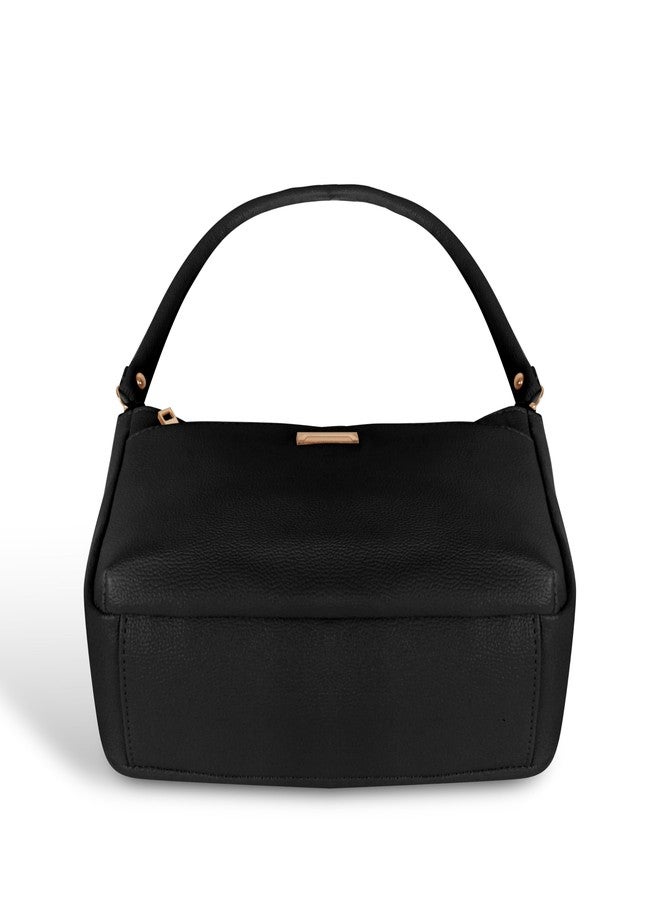 Nyfee Faux Leather Women Handbags Shoulder Hobo Bag Ladies Big Purse With Long Strap (Black) - Image 3
