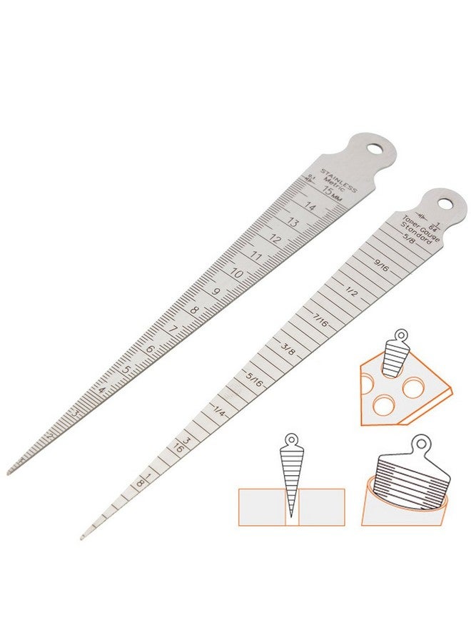 ياكاموز مقياس Yakamoz المدبب 1/32-5/8 بوصة 1-15 مم من الفولاذ المقاوم للصدأ، مقياس لحام مدبب بثقب فجوة، بوصة زندية ومقياس متري - Image 1