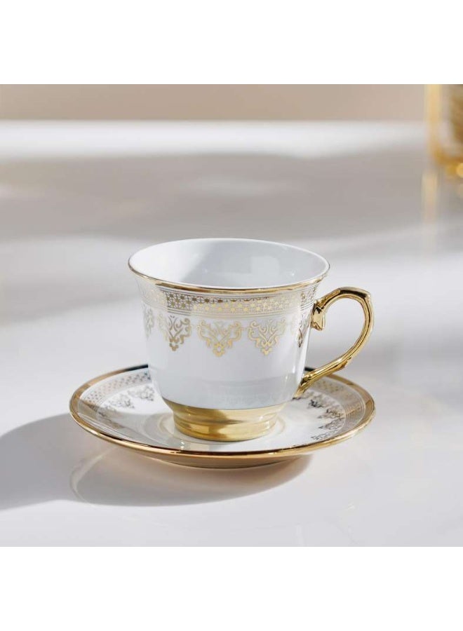 Pan Home Kenzi 14-Piece Tea Set - Cup 220ml + Pot 950ml -White & Gold - 176CFY9900096 - Image 4