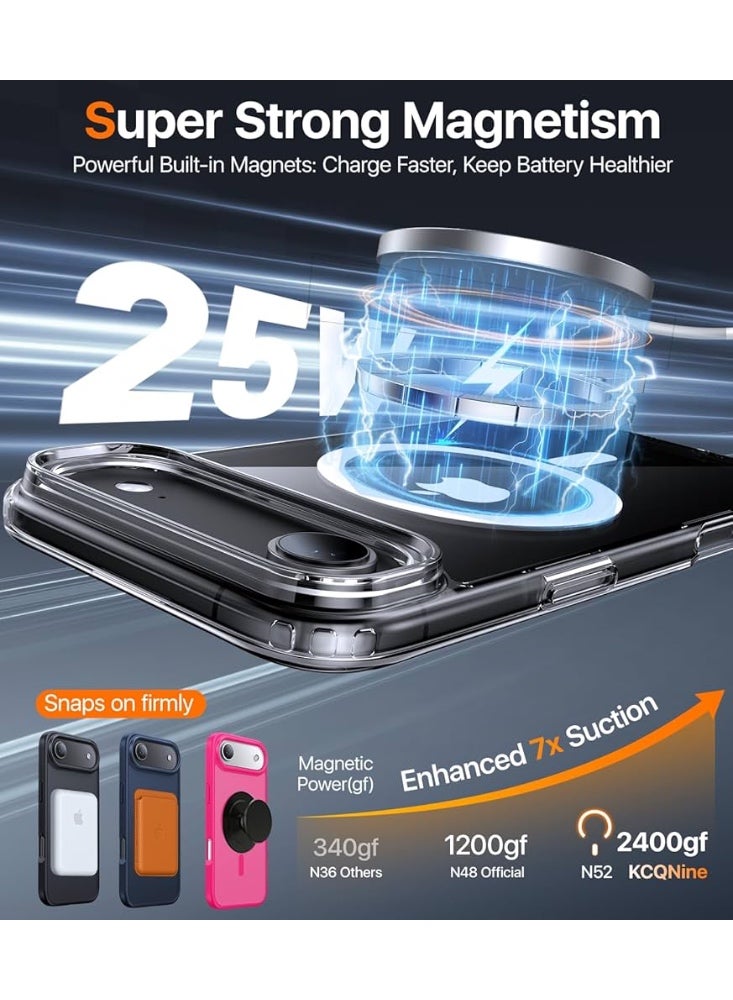ريتي غطاء ايفون 17 اير المغناطيسي – شفاف مقاوم للصدمات، نحيف، قبضة مريحة مقاومة للانزلاق، متوافق مع MagSafe، حماية من الصدمات والكاميرا والشاشة، غطاء هاتف متين - Image 3