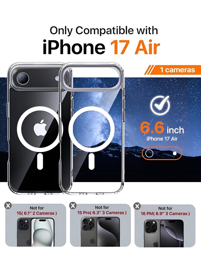 ريتي غطاء ايفون 17 اير المغناطيسي – شفاف مقاوم للصدمات، نحيف، قبضة مريحة مقاومة للانزلاق، متوافق مع MagSafe، حماية من الصدمات والكاميرا والشاشة، غطاء هاتف متين - Image 5