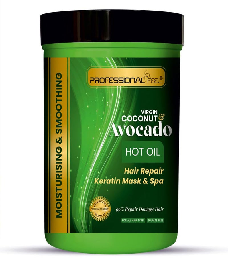 Professional Feel Virgin Coconut  Avocado Oil Hair Repair Keratin Hair Repair Mask  Spa Total Repair Hair 800 gm - Image 1