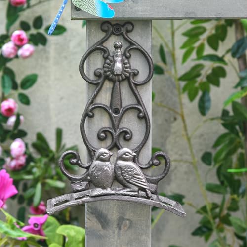 Sungmor Vintage Cast Iron Garden Hose Holder - Small Decorative Wall Mount Hose Hanger with Birds & Scroll, Heavy Duty Outdoor Storage Hook for Yard, Garden, or Patio - Rustic Bronze Finish - Image 2
