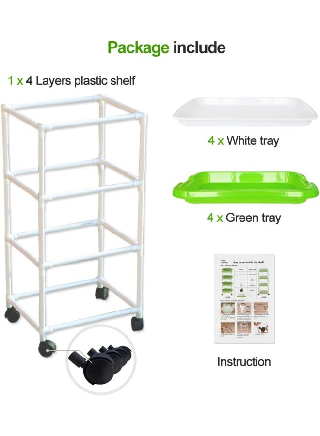 Generic 4 Layers Sprout Trays with Extra Strength Plastic Shelf Soil-Free Healthy Wheatgrass Seeds Grower  Storage Trays for Garden Home Office  - Image 3