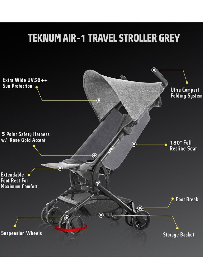 TEKNUM Air - 1 Travel Stroller With Carry Backpack - Grey  - Image 3