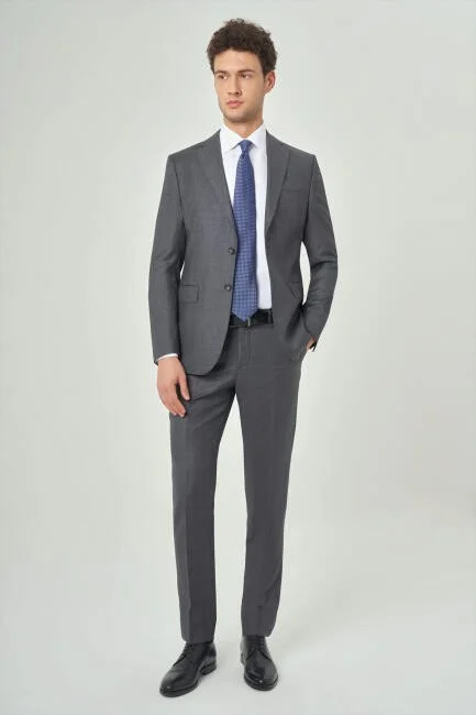 Bisse Men's 6 Drop Mono Collar 2 Button Double Slit Suit Smoked PTK22K22221_D57