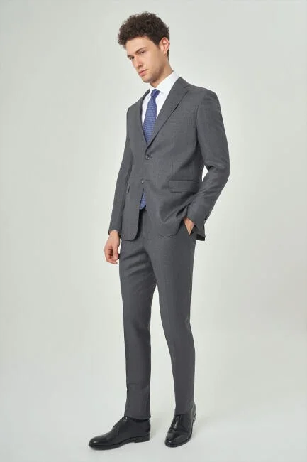 Bisse Men's 6 Drop Mono Collar 2 Button Double Slit Suit Smoked PTK22K22221_D57