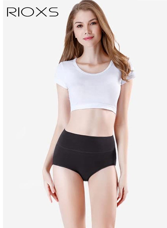 RIOXS 5 Pack Women's High Waisted Underwear, Breathable Stretch Seamless Briefs for Ladies, Soft Full Coverage Tummy Control Panties Briefs (Regular and Plus Size) - Image 2