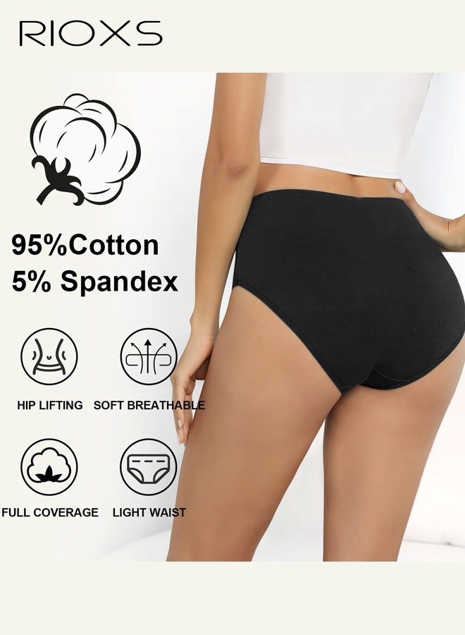 RIOXS 5 Pack Women's High Waisted Underwear, Breathable Stretch Seamless Briefs for Ladies, Soft Full Coverage Tummy Control Panties Briefs (Regular and Plus Size) - Image 3