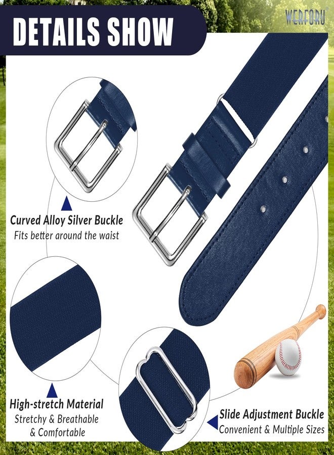 WERFORU Baseball Sock and Belt Combo Set Boys Baseball Belt and Sock Elastic Softball Sock and Belt for Adults and Youth（A-Navy Blue-silver，Medium） - Image 3
