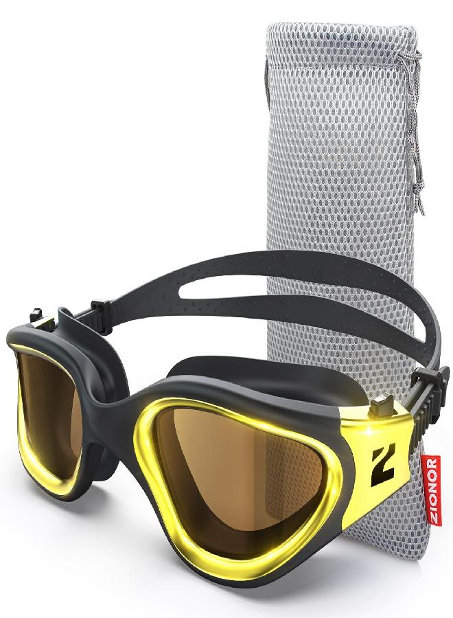 ZIONOR ZIONOR Swim Goggles, G1 ULTRA Photochromic Polarized Swimming Goggles for Men Women Adult, UV Protection Leakproof Easy Adjustable Strap for Indoor Outdoor Swimming (Polarized + Gold)  - Image 1