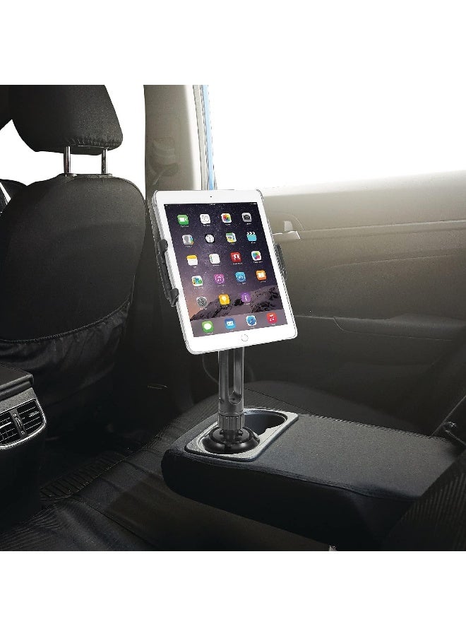 Macally Cup Holder Tablet Mount - Heavy Duty iPad Cup Holder Car Mount Stand or Tablet Holder for Car, Truck, and Vehicle - Fits Devices 3.5" - 8” Wide with Case - Adjustable iPad Holder for Car - Image 2