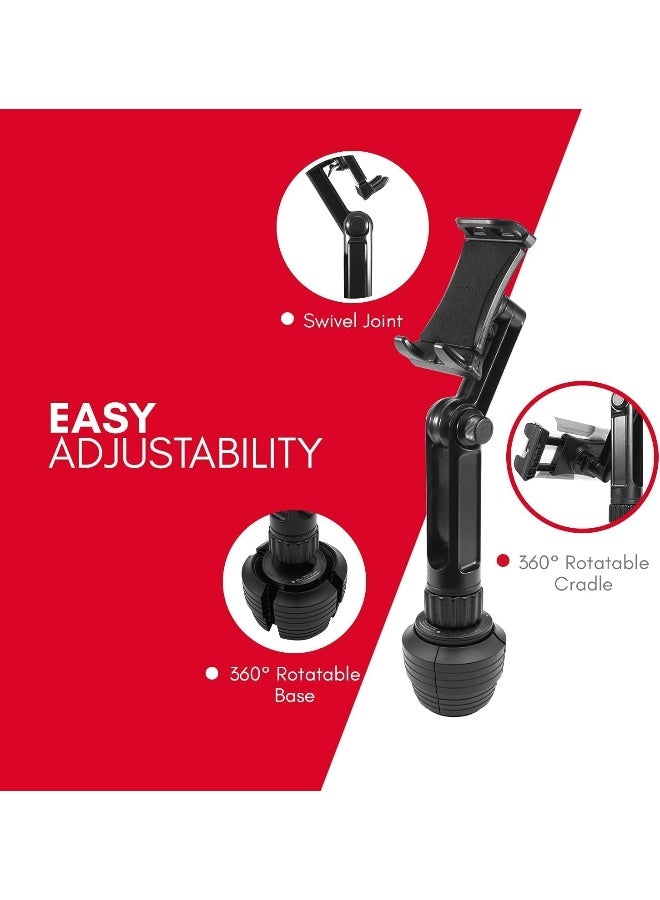 Macally Cup Holder Tablet Mount - Heavy Duty iPad Cup Holder Car Mount Stand or Tablet Holder for Car, Truck, and Vehicle - Fits Devices 3.5" - 8” Wide with Case - Adjustable iPad Holder for Car - Image 5