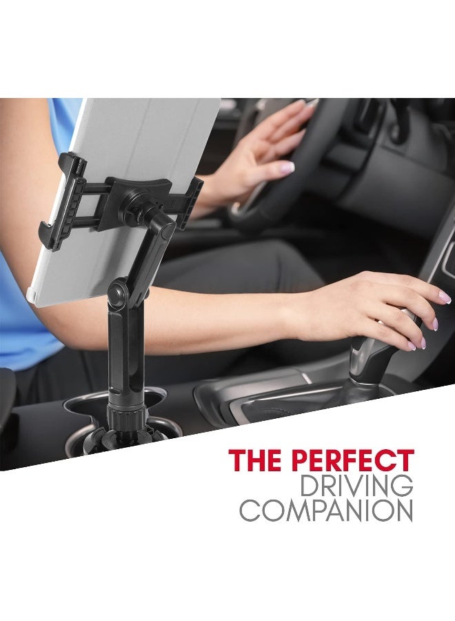 Macally Cup Holder Tablet Mount - Heavy Duty iPad Cup Holder Car Mount Stand or Tablet Holder for Car, Truck, and Vehicle - Fits Devices 3.5" - 8” Wide with Case - Adjustable iPad Holder for Car - Image 3