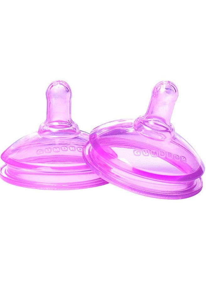 ذا فيرست ييرز عبوة من حلمتين من GumDrop لحديثي الولادة - تدفق بطيء، سيليكون ناعم، خالية من مادة BPA - لزجاجات GumDrop العريضة (وردي) - Image 1