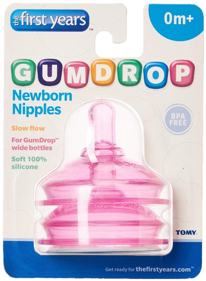 ذا فيرست ييرز عبوة من حلمتين من GumDrop لحديثي الولادة - تدفق بطيء، سيليكون ناعم، خالية من مادة BPA - لزجاجات GumDrop العريضة (وردي) - Image 4